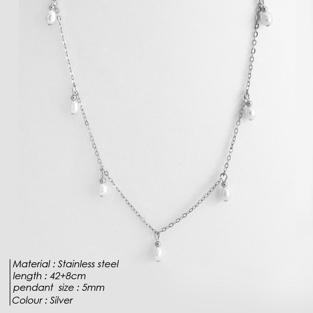 Oval Pearl Pearl Tassel Necklace