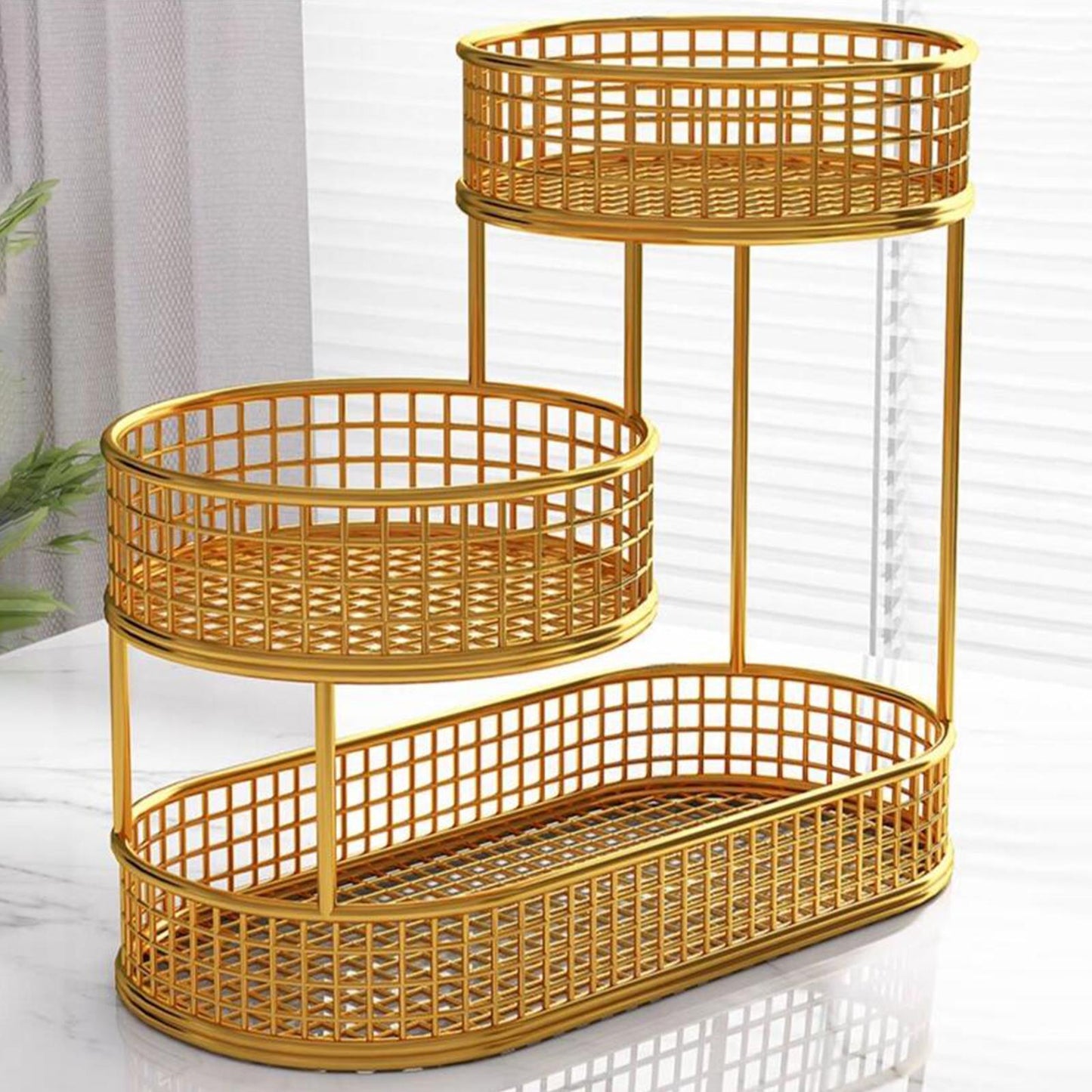 Metal Fruit Basket Vegetables Storage Rack Table Centerpiece Serving Tray