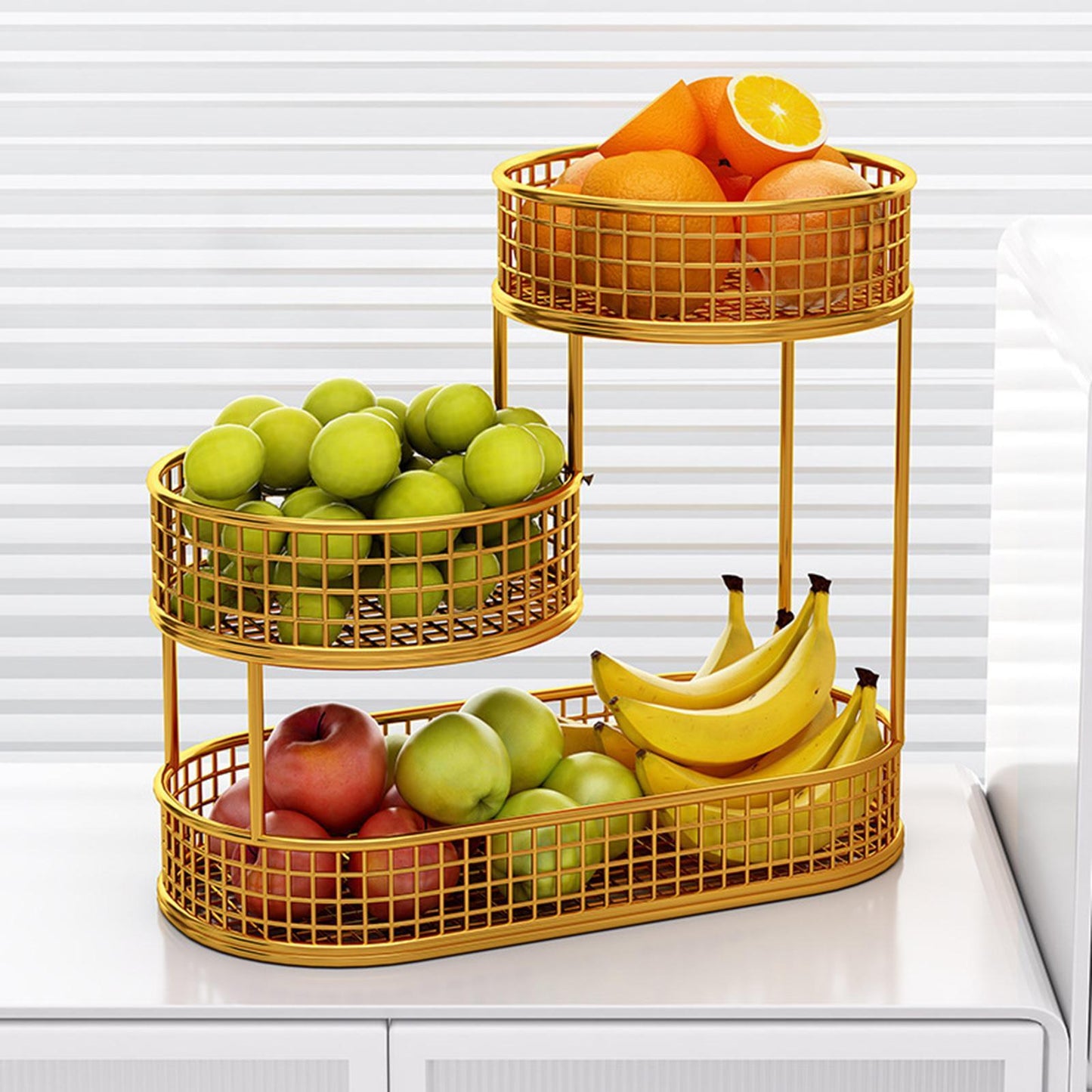 Metal Fruit Basket Vegetables Storage Rack Table Centerpiece Serving Tray