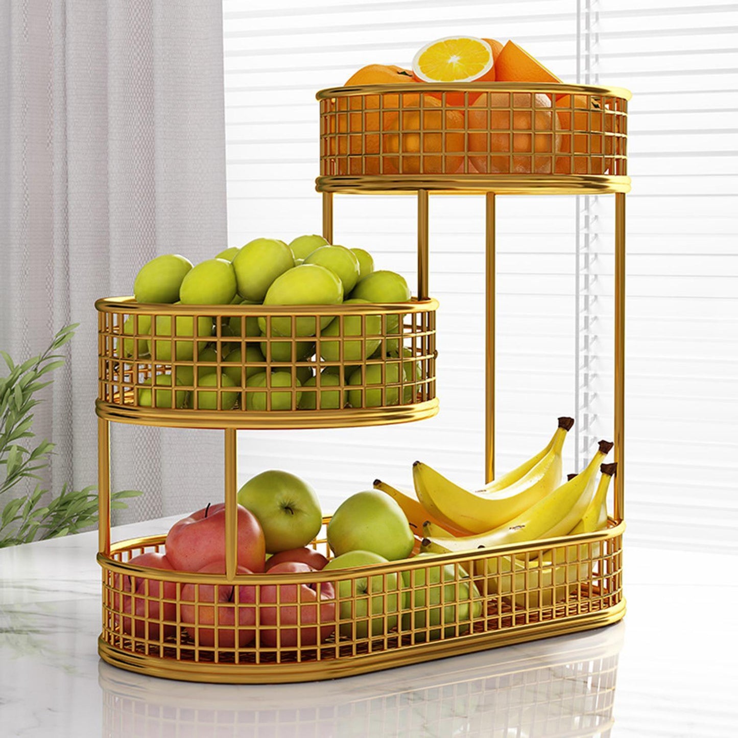 Metal Fruit Basket Vegetables Storage Rack Table Centerpiece Serving Tray