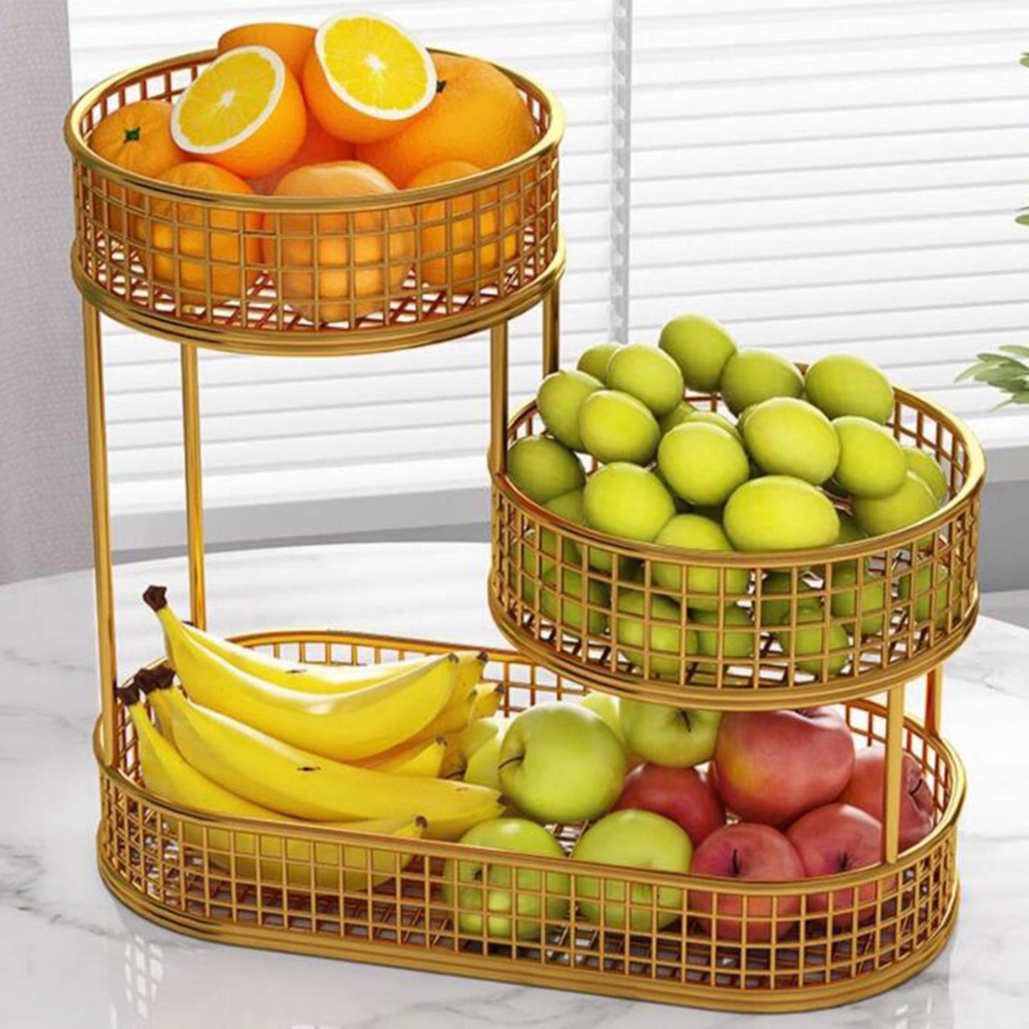 Metal Fruit Basket Vegetables Storage Rack Table Centerpiece Serving Tray