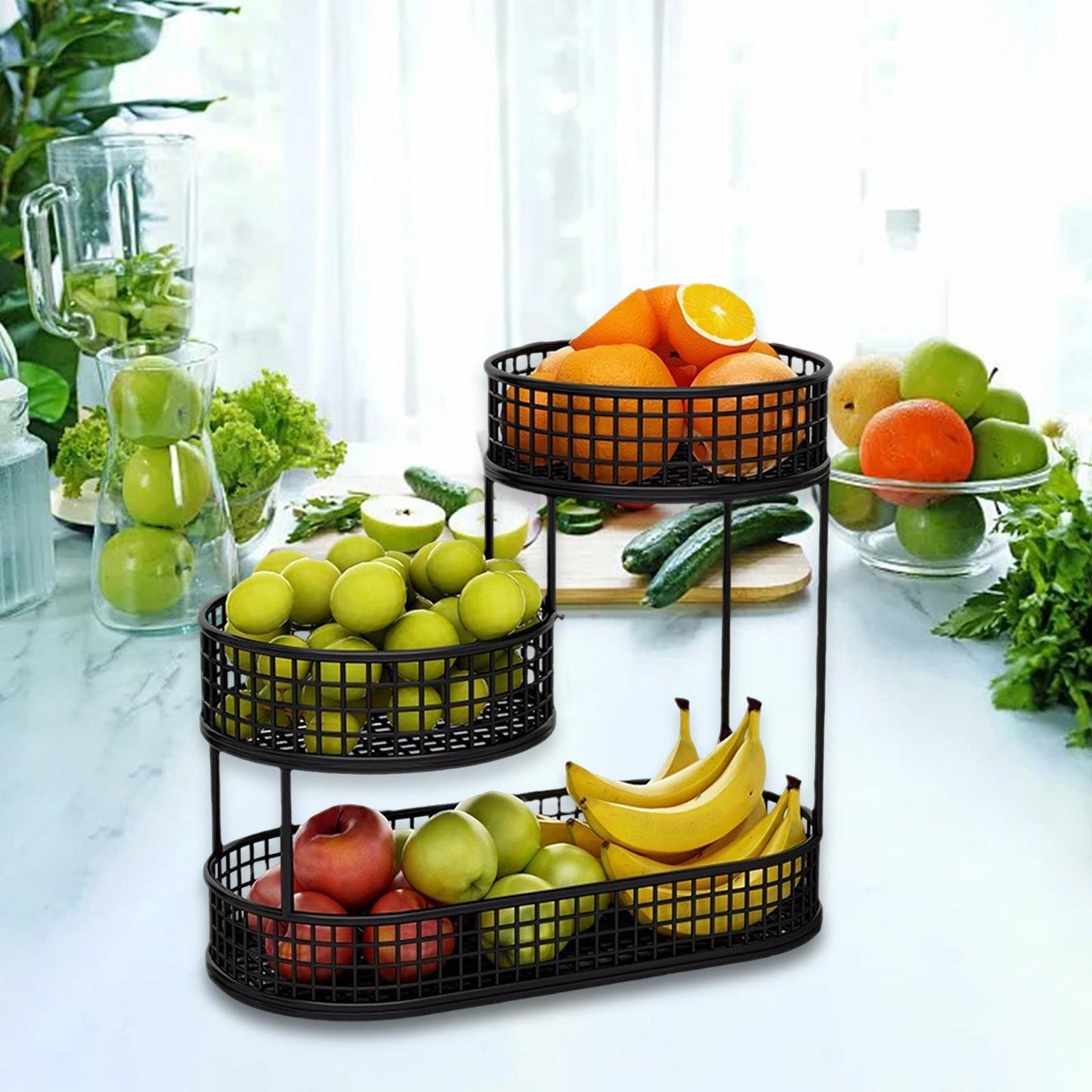 Metal Fruit Basket Vegetables Storage Rack Table Centerpiece Serving Tray