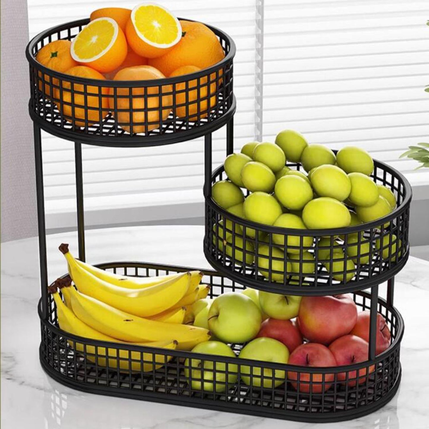 Metal Fruit Basket Vegetables Storage Rack Table Centerpiece Serving Tray
