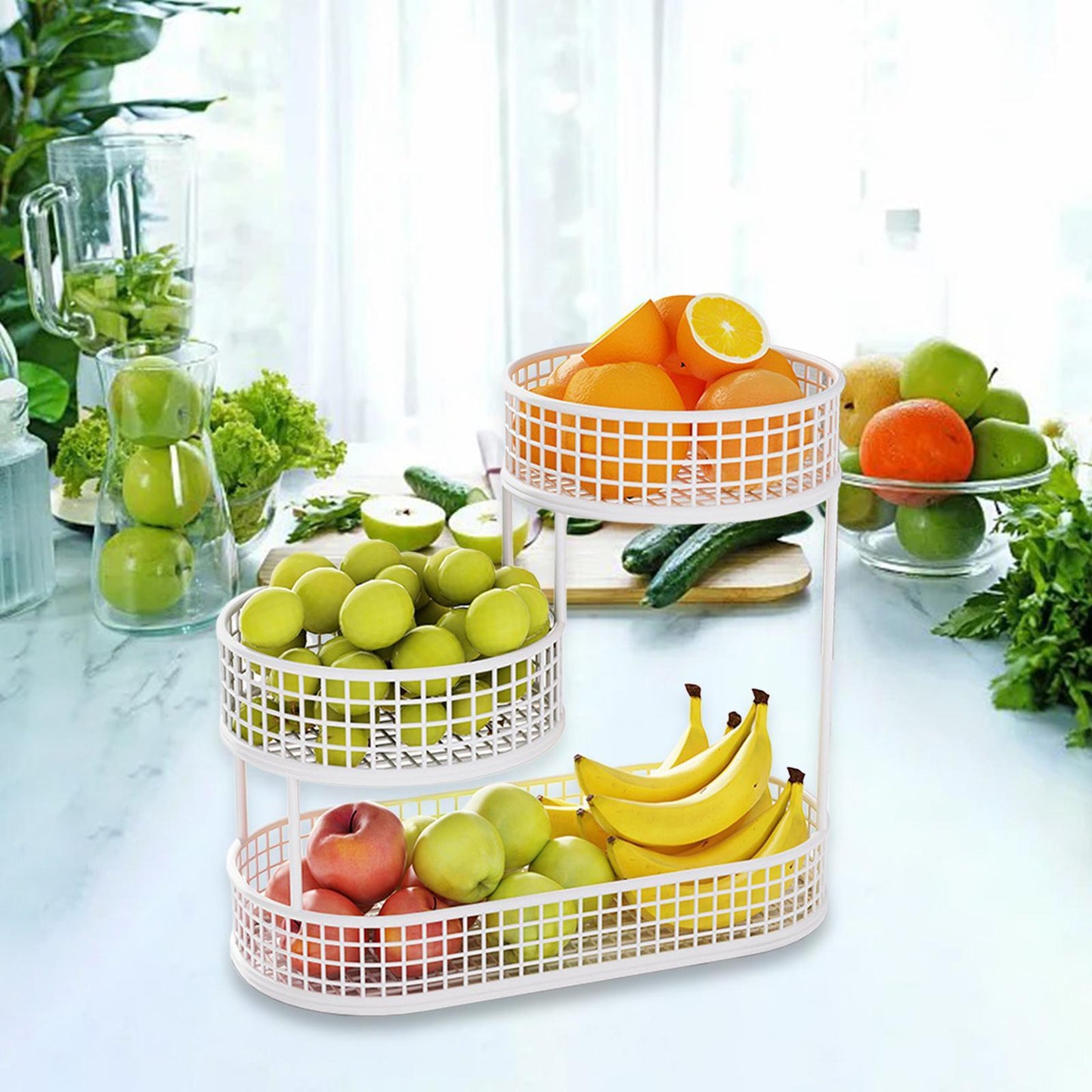Metal Fruit Basket Vegetables Storage Rack Table Centerpiece Serving Tray