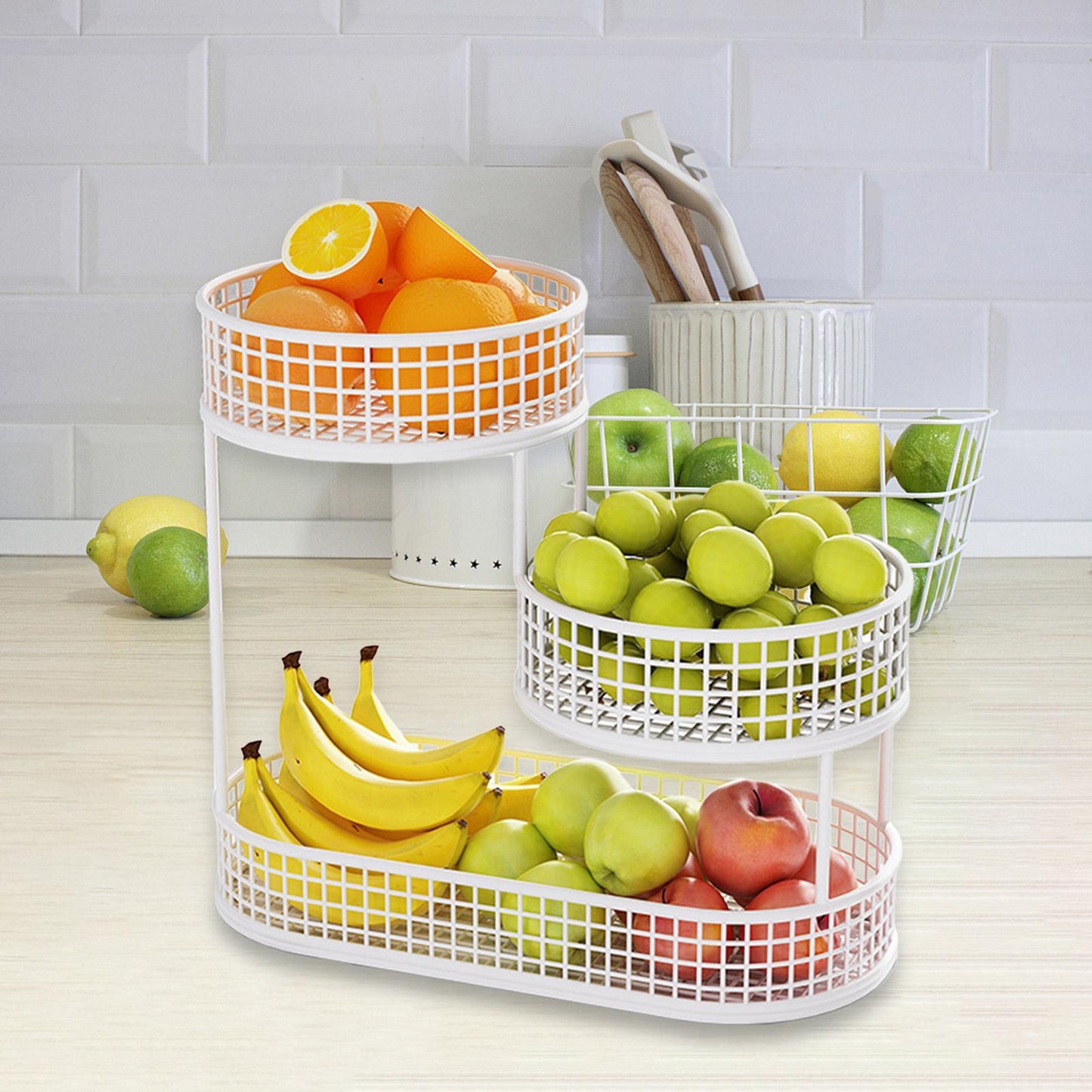 Metal Fruit Basket Vegetables Storage Rack Table Centerpiece Serving Tray