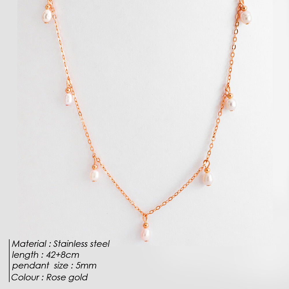 Oval Pearl Pearl Tassel Necklace