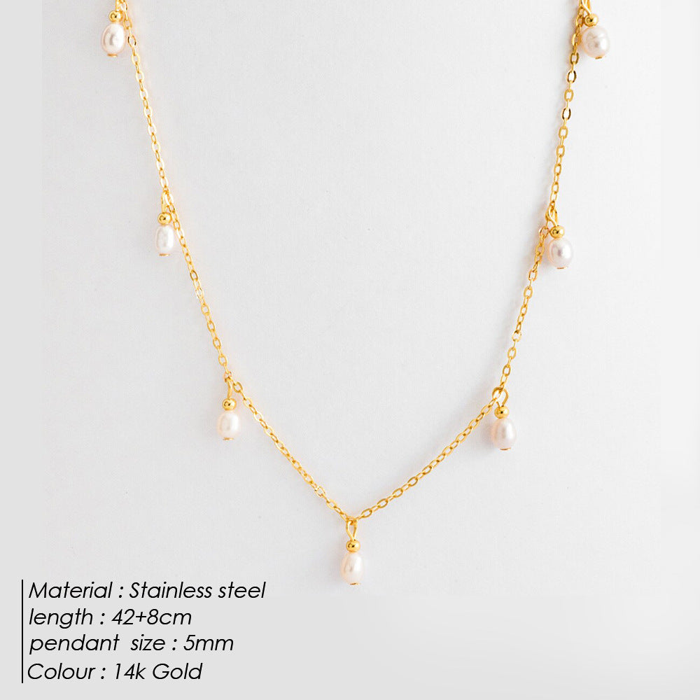 Oval Pearl Pearl Tassel Necklace