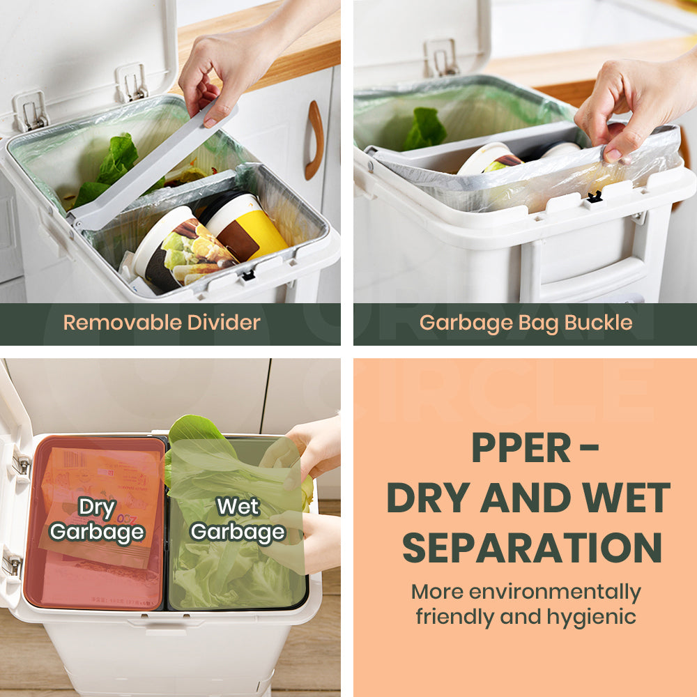 Furb New Kitchen Bin Waste Sorting Trash Bins Lid Garbage Recycling Dustbin Can