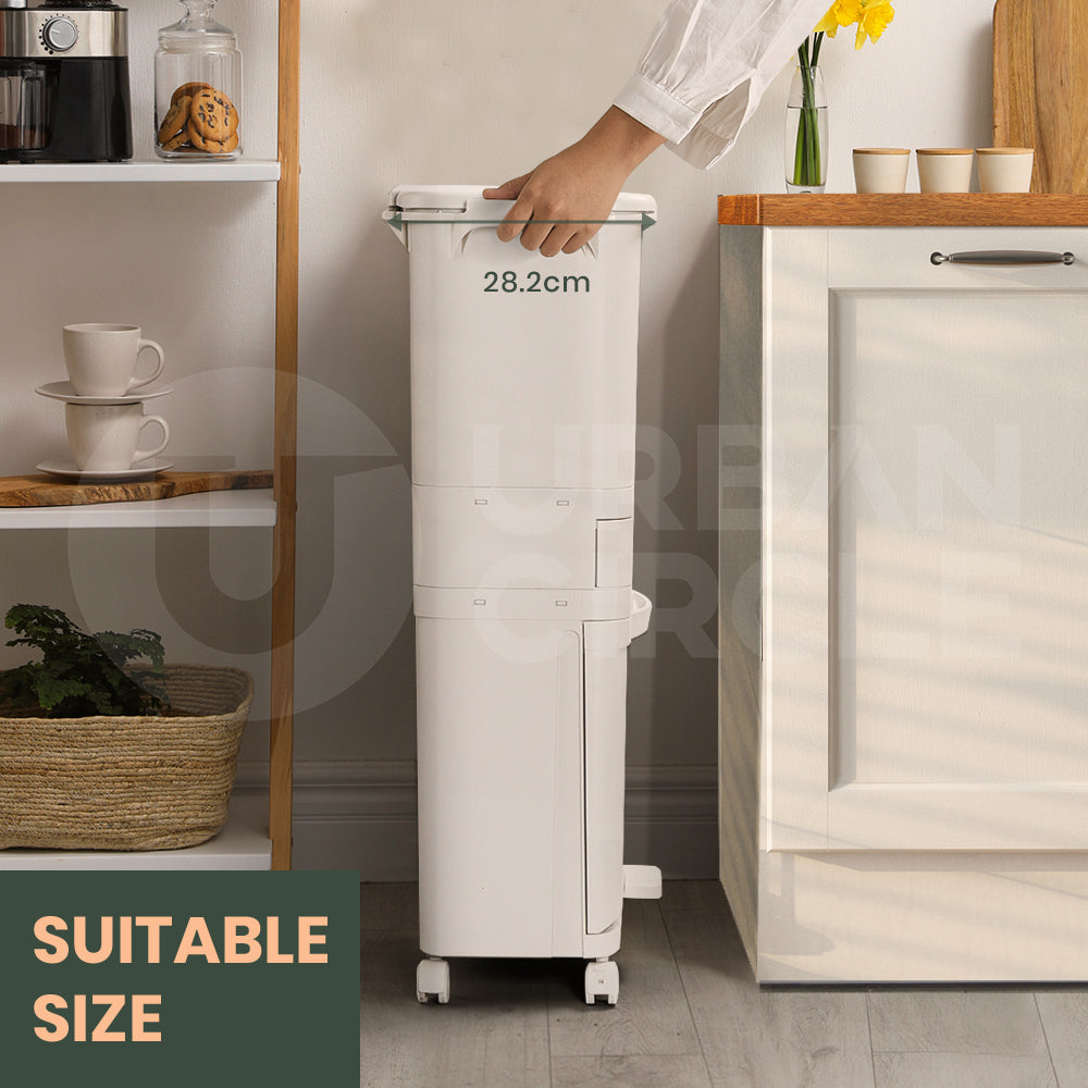 Furb New Kitchen Bin Waste Sorting Trash Bins Lid Garbage Recycling Dustbin Can