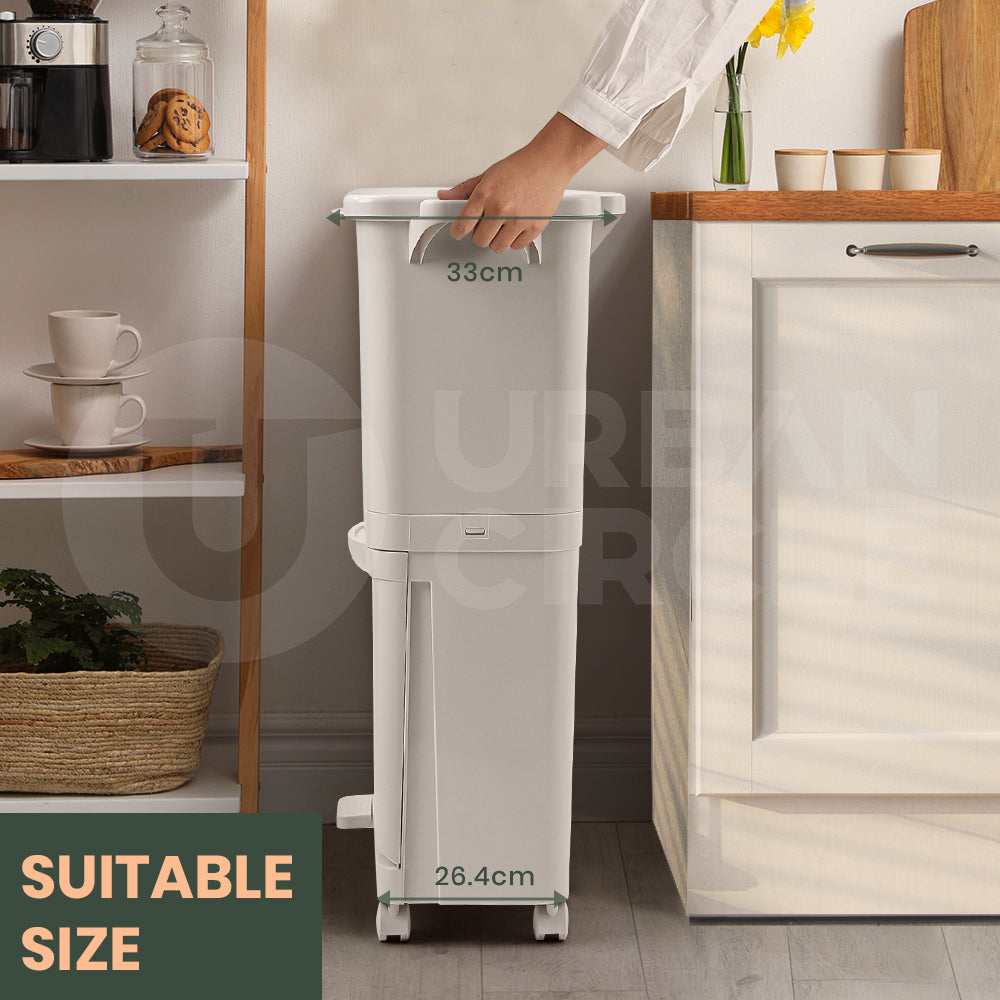 Furb New Kitchen Bin Waste Sorting Trash Bins Lid Garbage Recycling Dustbin Can