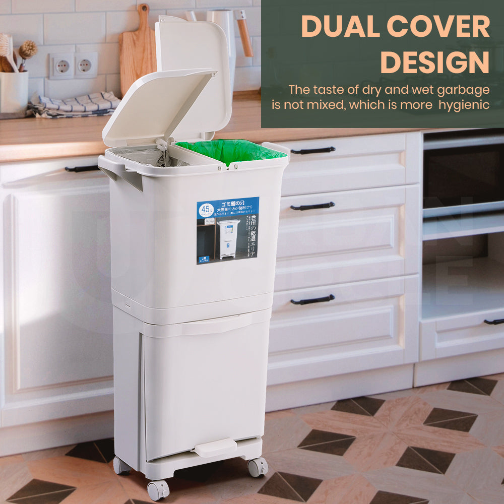 Furb New Kitchen Bin Waste Sorting Trash Bins Lid Garbage Recycling Dustbin Can