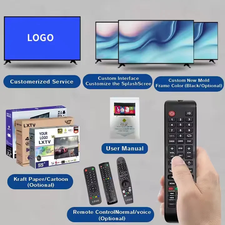 Smart Tvs Television Accept Custom Lcd Led 32 43 50 55 65 Inch HD 2k 4k Smart Android Smart Tv