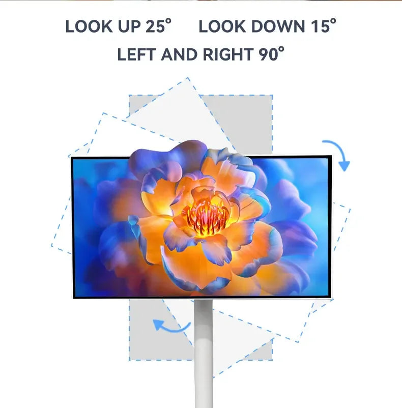 21.5 Inch Live Streaming Battery Powered Portable Smart 1080P Rotatable Touch Screen Tv Stand Follow By Me Tv