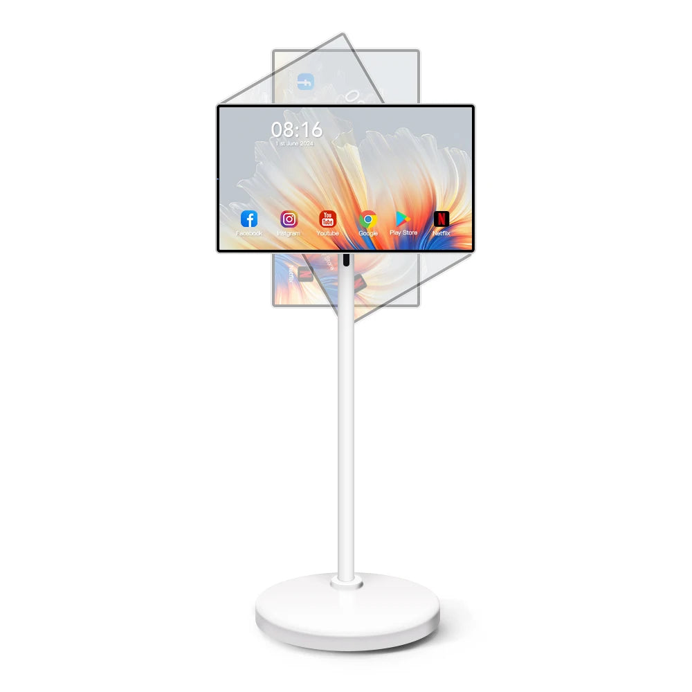 Android Tablet Smart Television in Cell Touch 24 Inch Lcd Screen Movable Wireless Rollable Portable Touch Display Moveable Tv