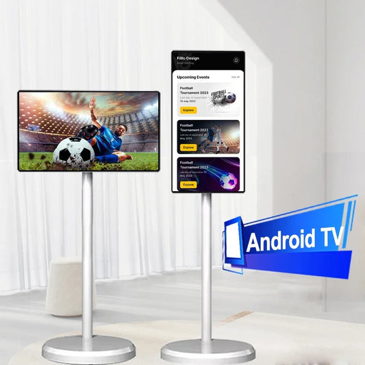 21.5 Inch Live Streaming Battery Powered Portable Smart 1080P Rotatable Touch Screen Tv Stand Follow By Me Tv
