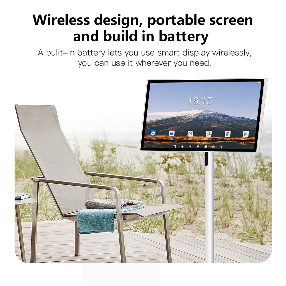 Android Tablet Smart Television in Cell Touch 24 Inch Lcd Screen Movable Wireless Rollable Portable Touch Display Moveable Tv