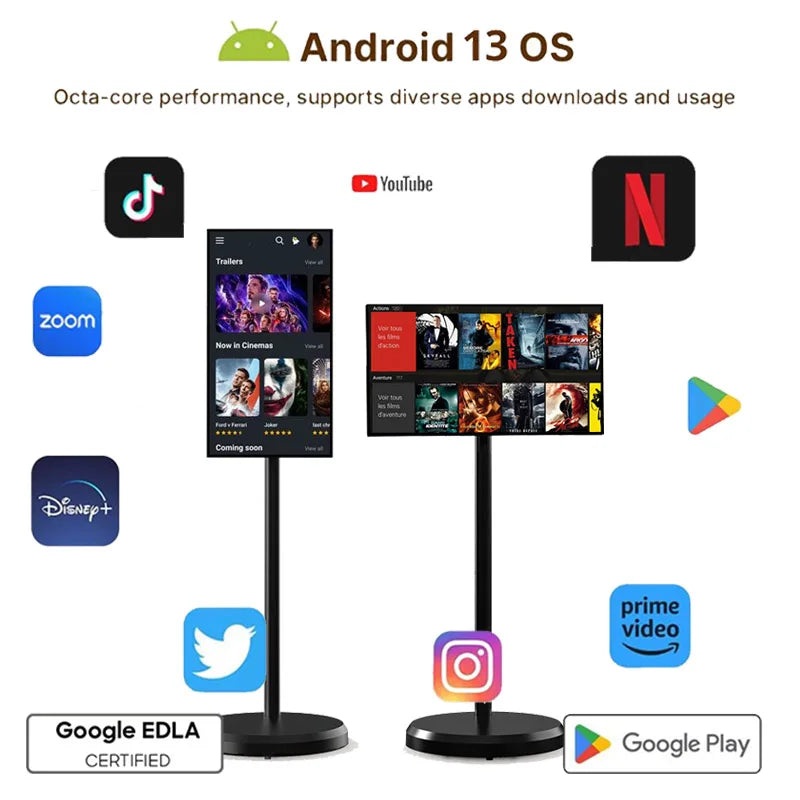 Hot Sale Smart LCD Display Screen Rechargeable 21.5 Inch Portable TV Touch Screen Android TV LED Smart TV Inteligentes Tablet