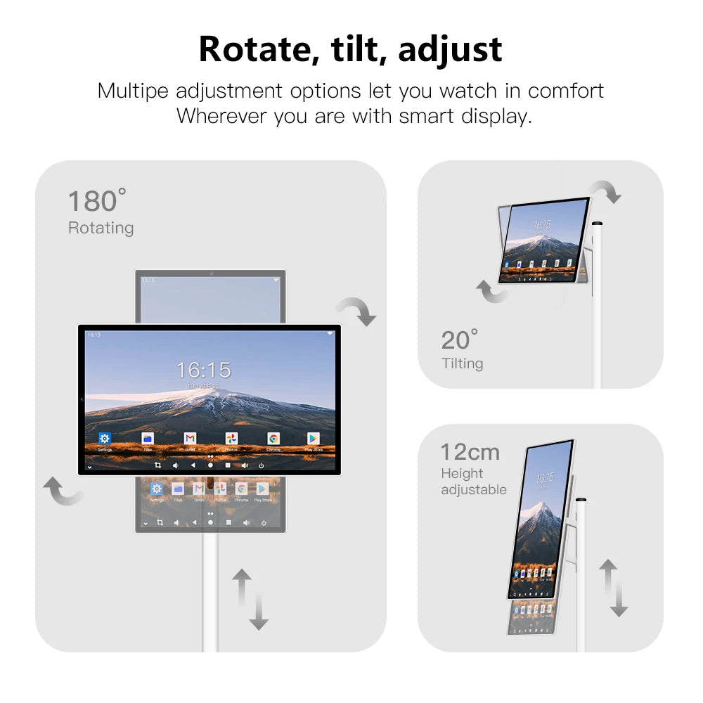 Android Tablet Smart Television in Cell Touch 24 Inch Lcd Screen Movable Wireless Rollable Portable Touch Display Moveable Tv