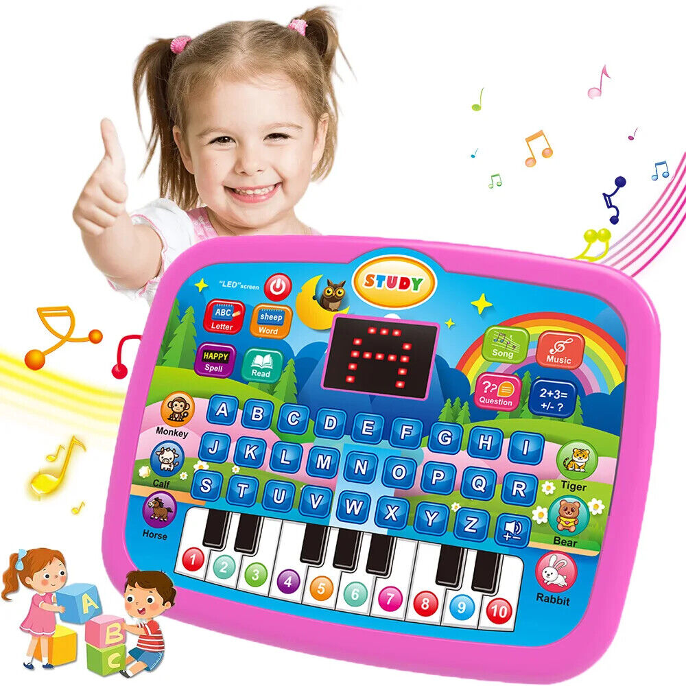 Kids’ Education Tablet Toy, Age 3+ Literacy Learn Doubles as Electronic Keyboard