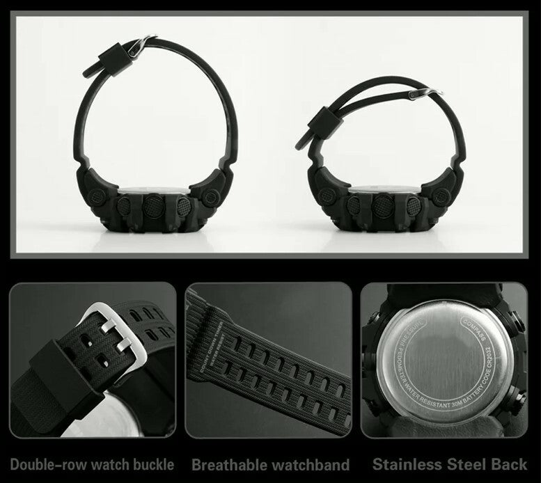 Men's Watches Military Army Sports Digital LED Shockproof Watch Alarm Stopwatch