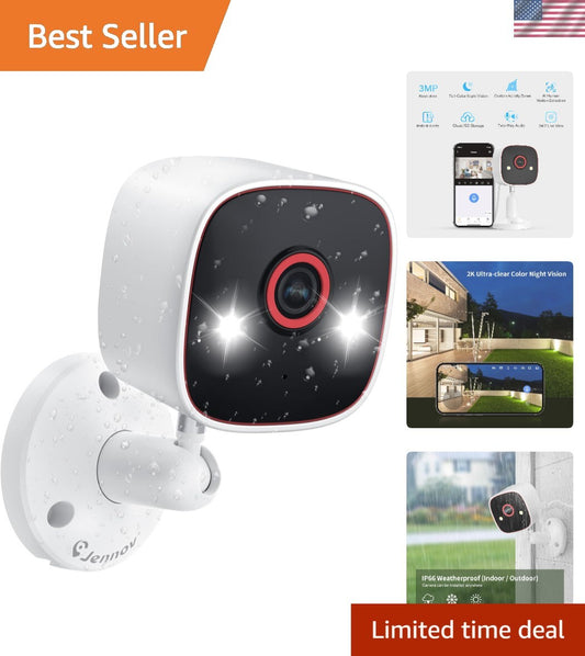 Smart Indoor/Outdoor 2K Security Camera - AI Detection, 2-Way Audio, Waterproof