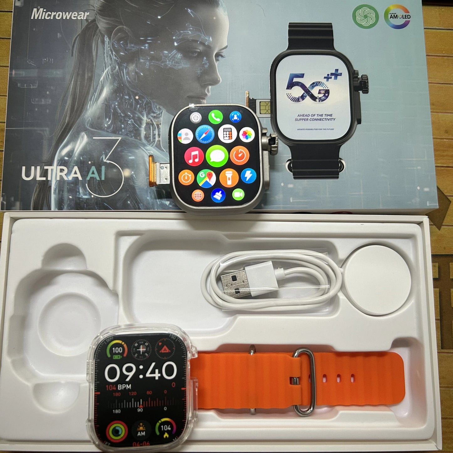 Microwear Ultra Ai3 5G Smartwatch – 2.29″ AMOLED, 180° Rotating Camera, 4G/5G
