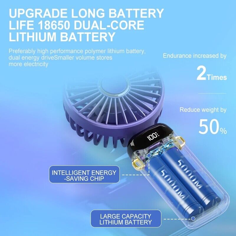 Portable Handheld Personal MINI face Fan 5Speeds Rechargeable Folding For Travel