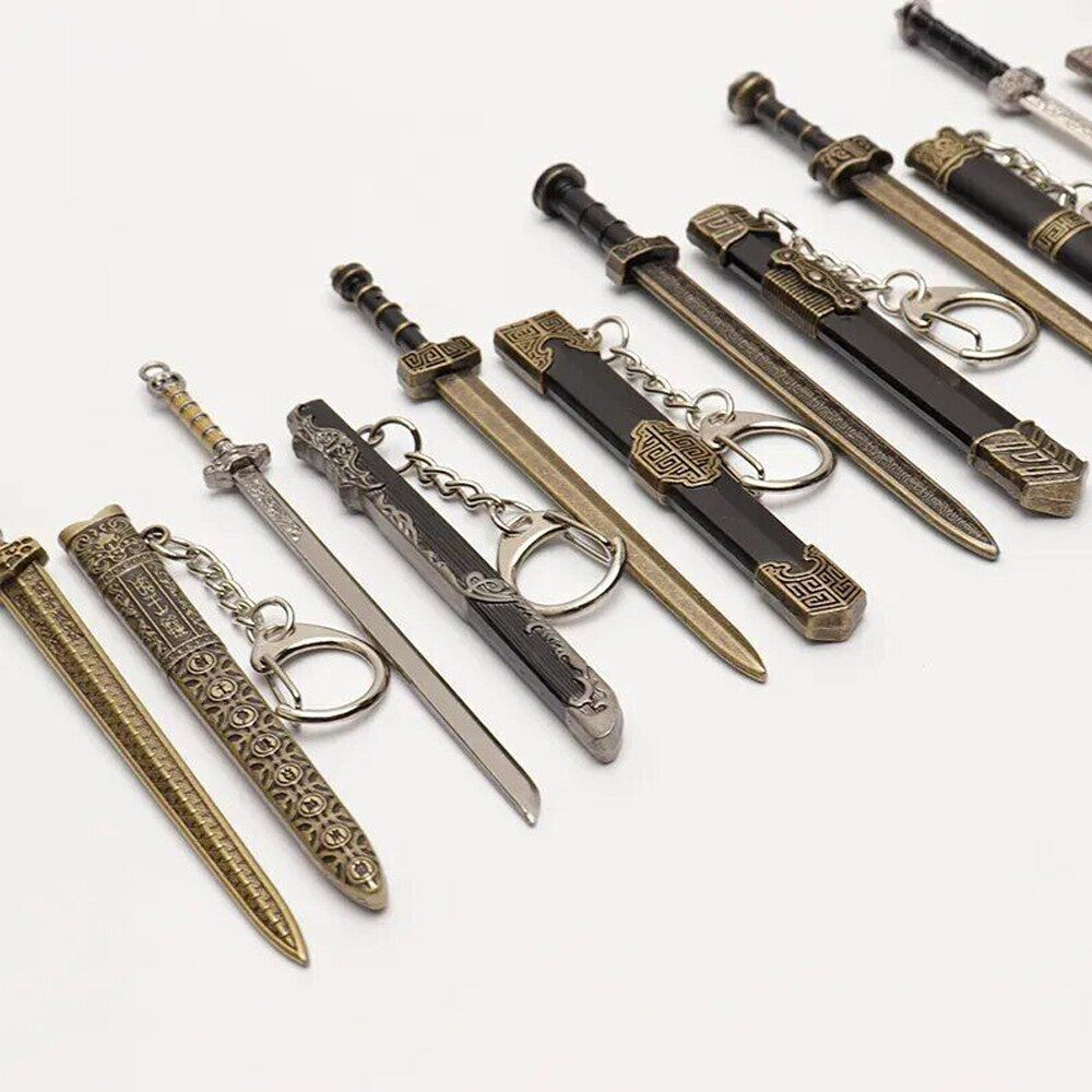 Ancient Chinese Mini Sword Keychain Sword Metal Weapon Toy Key Chain Cute Keycha