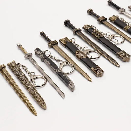 Ancient Chinese Mini Sword Keychain Sword Metal Weapon Toy Key Chain Cute Keycha
