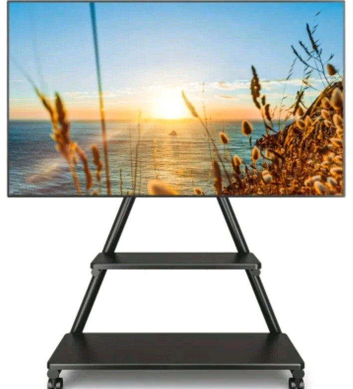 Rolling TV Stand for 43-80" TVs up to 150lbs, Portable Stand on Wheels with E...
