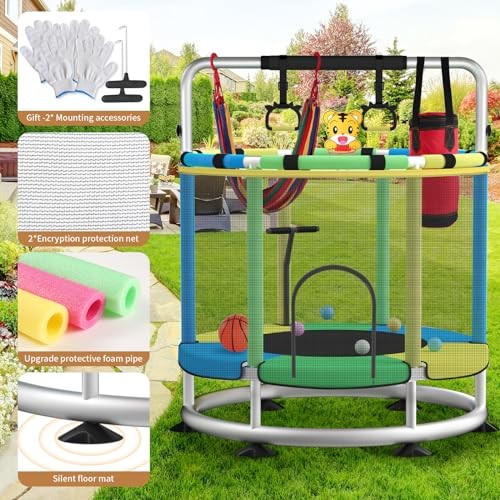 Trampoline for Kids, Update T-handrail Adjustable Baby Toddler Trampoline with