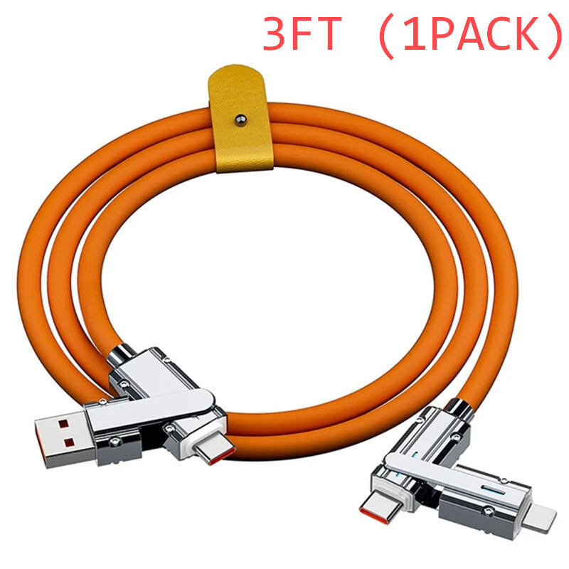 120W 4-In-1 Super Fast Charging Cable Charger Data Cord For iPhone Samsung iPad