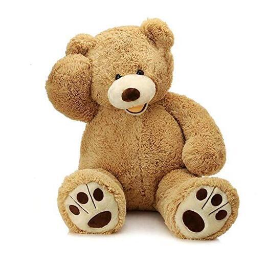 Giant Teddy Bear with Big Footprints Plush Stuffed 39 inches Light Brown