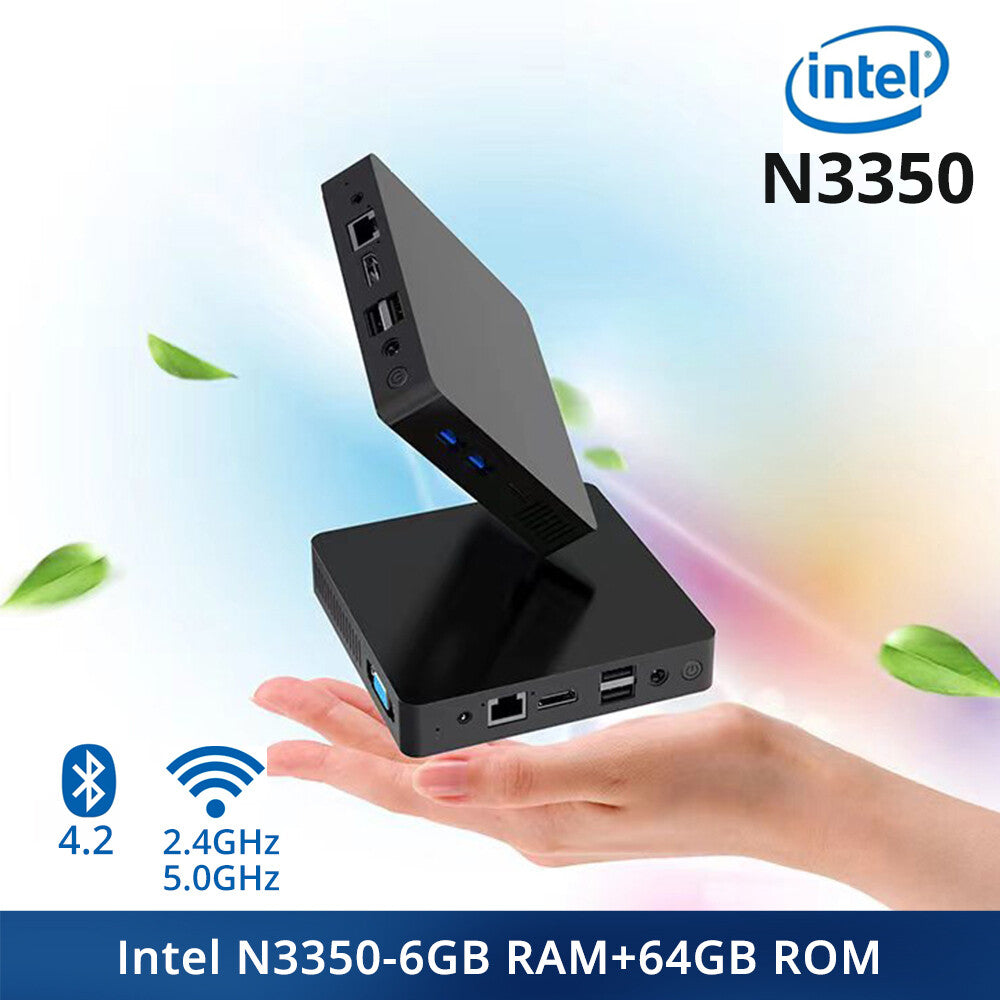 Mini PC Intel N3350 CPU 4G RAM 64G ROM VGA USB3.0 Support M.2 Win10Pro