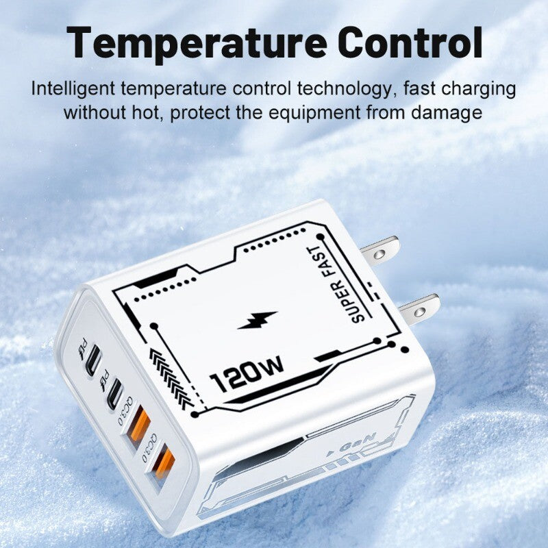 120W Fast Type C Wall Charger 4-in-1 Fast Cable For Samsung A16 A06 A15 A35 A55