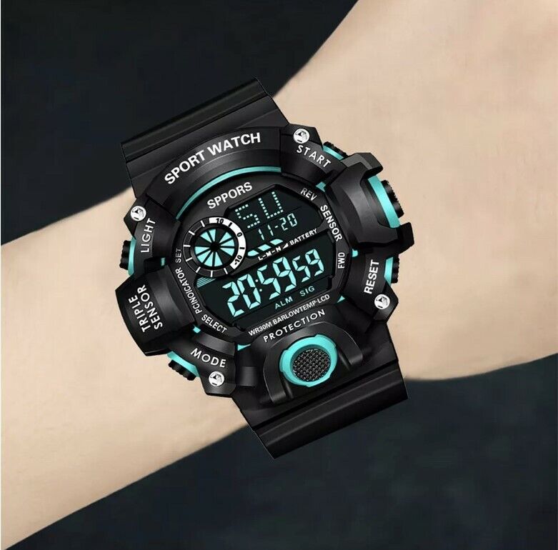 Men's Watches Military Army Sports Digital LED Shockproof Watch Alarm Stopwatch