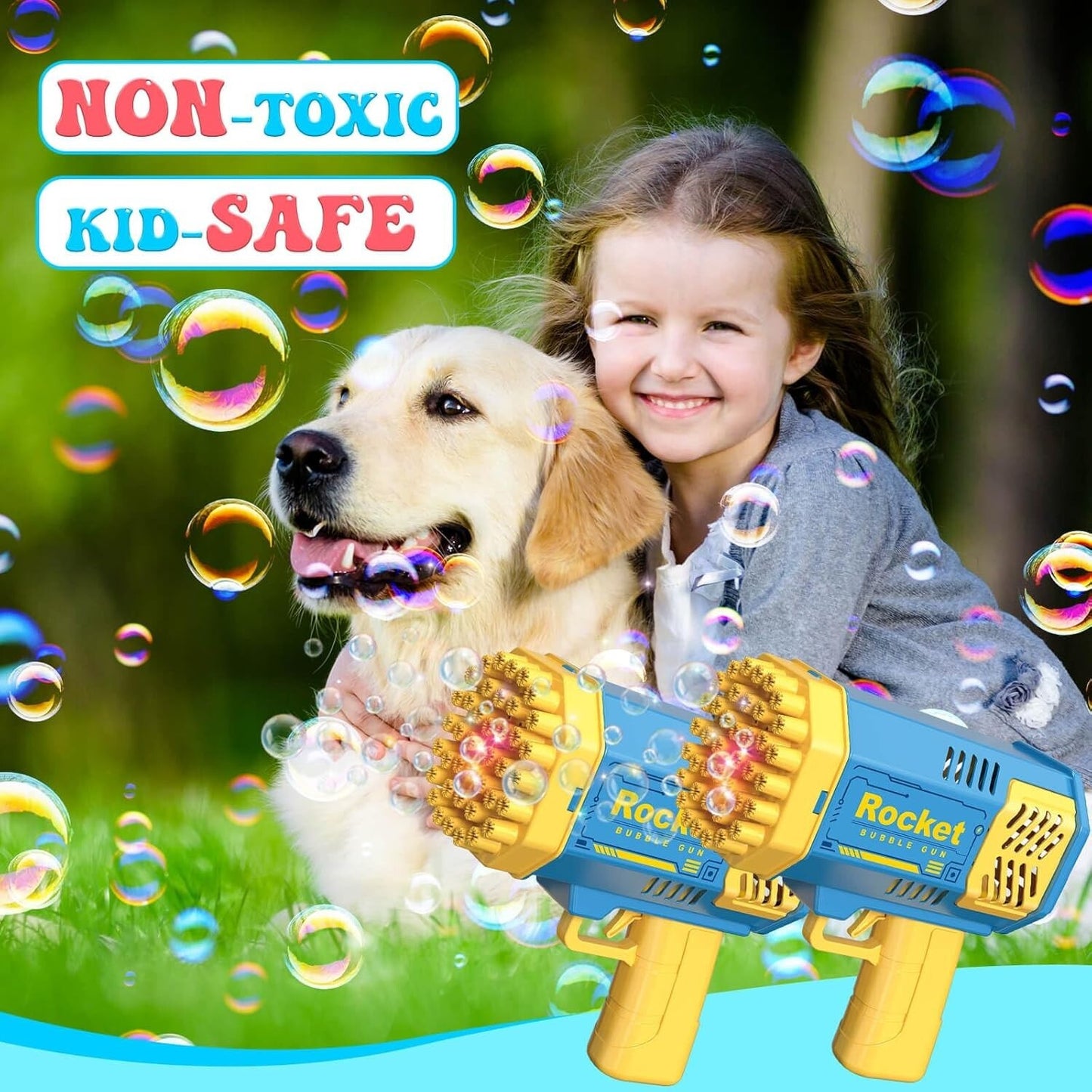 Bubble Machine for Kids - 2 Pack Bubble Toys for 3-8 Year Olds with Fun Bubbles