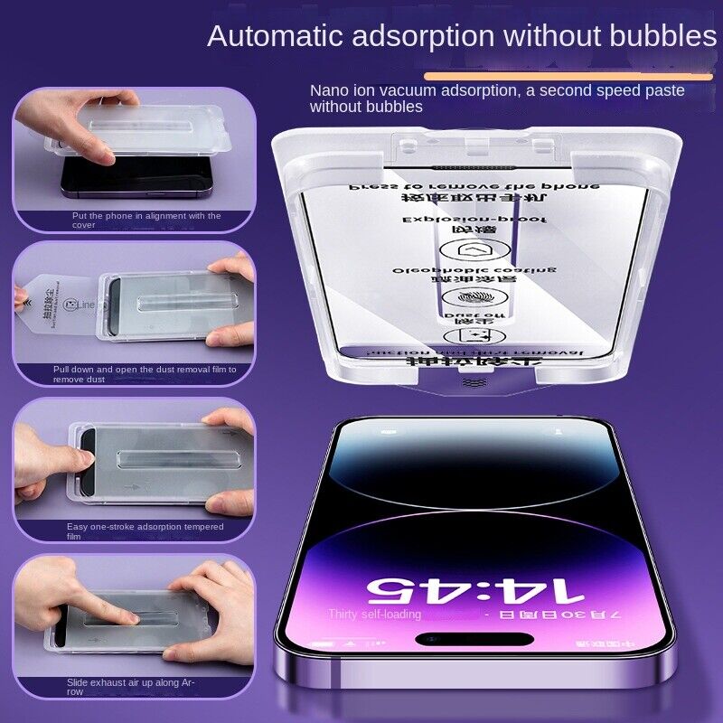 Glass Screen Protector for iPhone 16 15 14 Pro Max ,One-Click Installation-2024