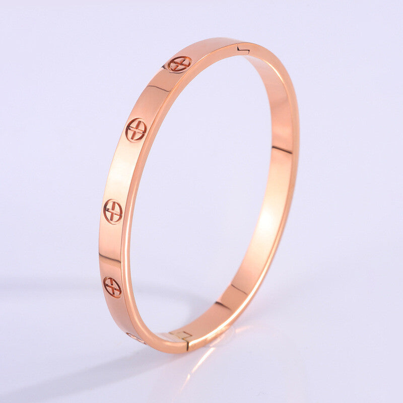 Non fading titanium steel inlaid with rhinestones stainless steel bracelet