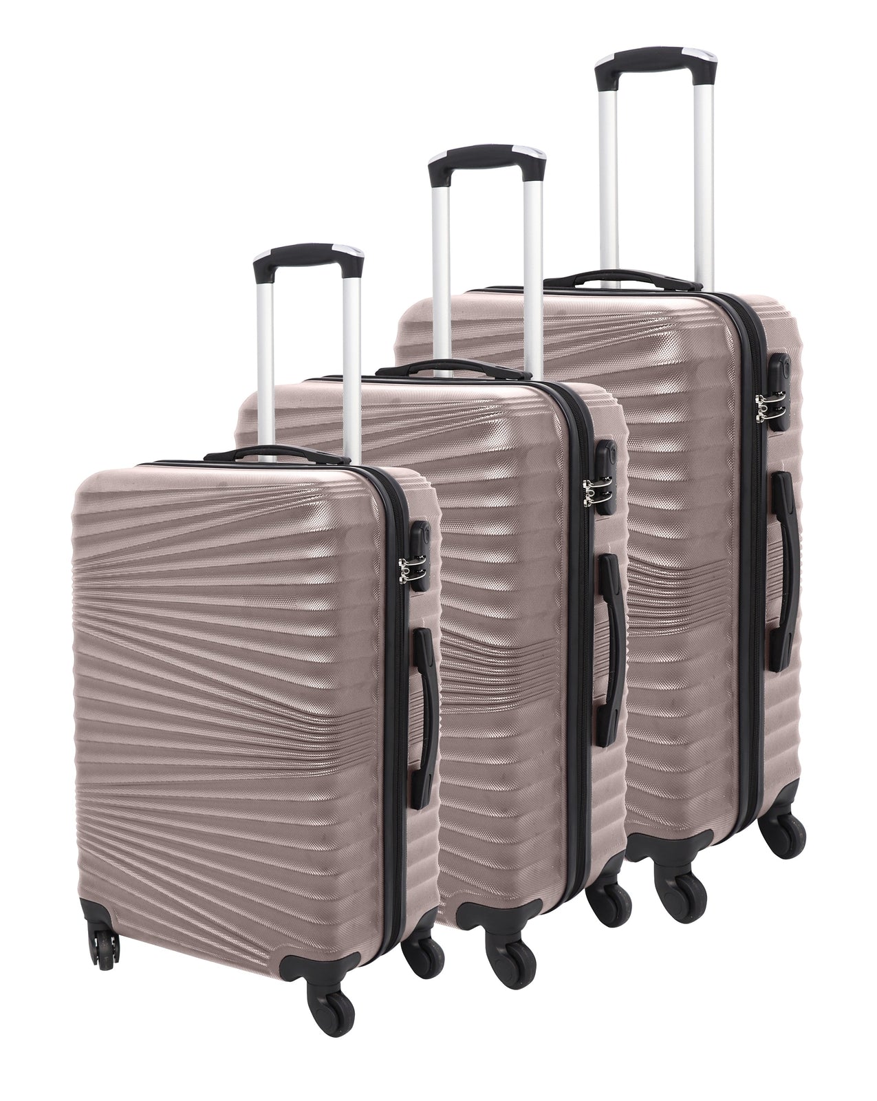3 Pcs Suitcase Set ABS Hard Shell 4 Wheeled Trolley Lightweight Luggage PIONEER