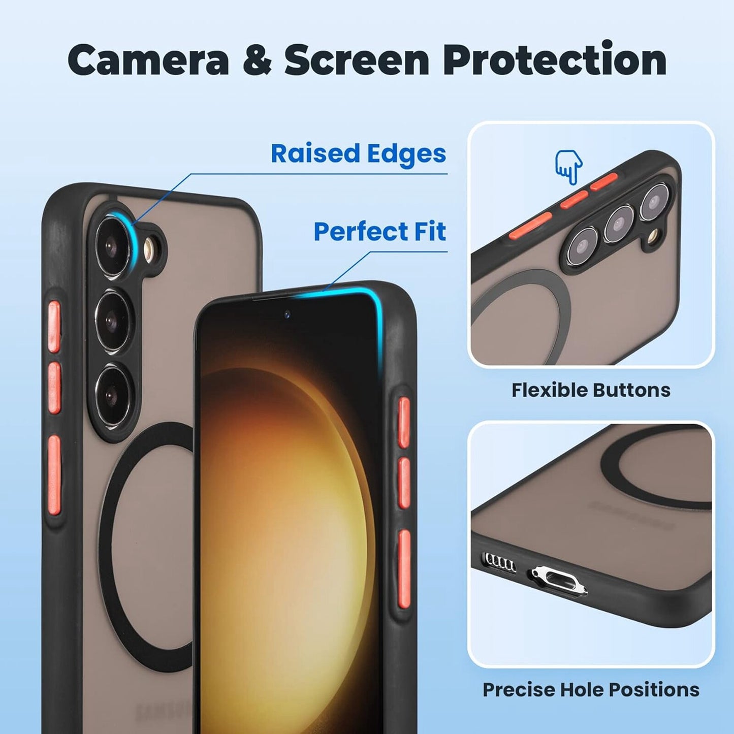 For Samsung Galaxy S25Ultra S24FE S23 Case Mag Safe Magnetic Frosted Phone Cover