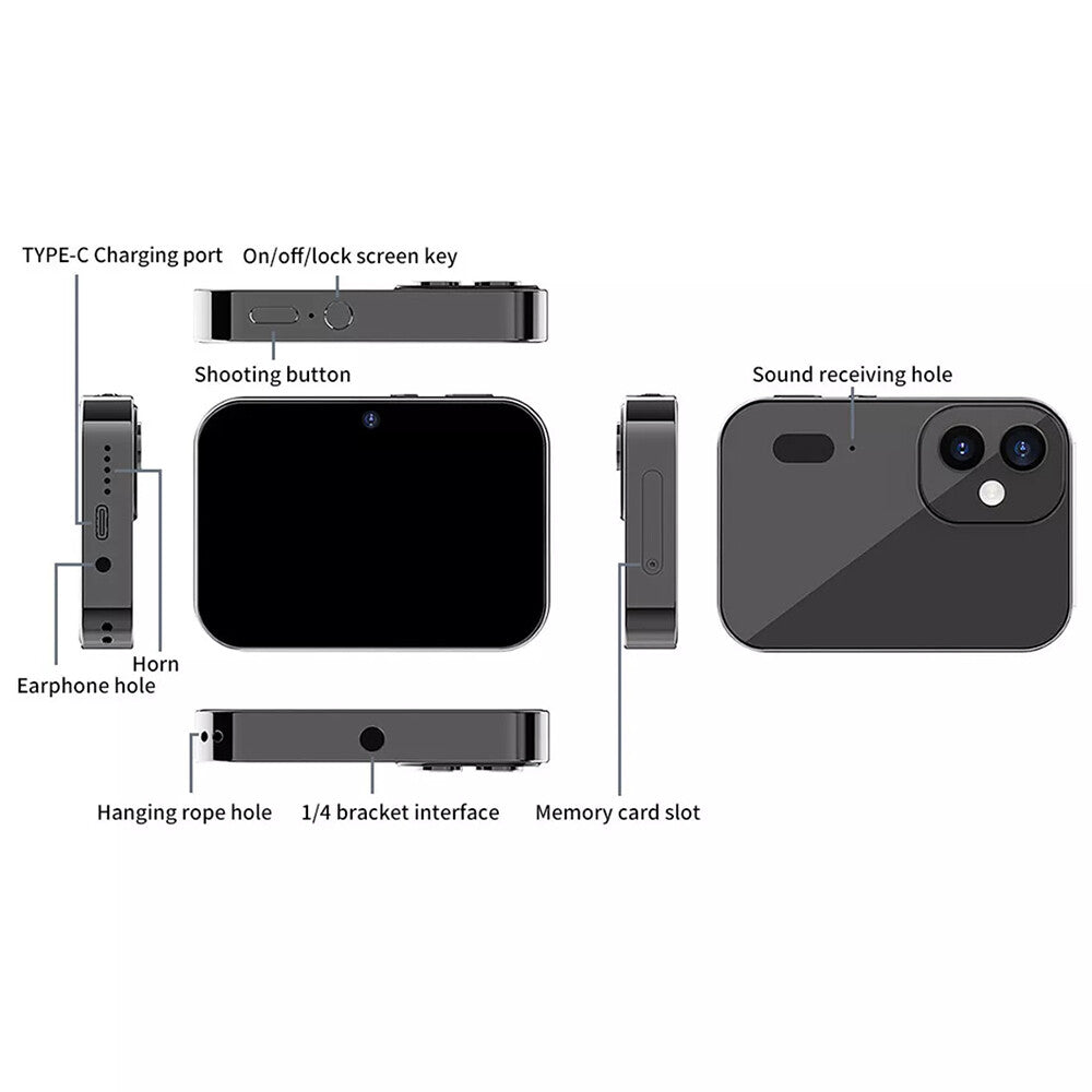 64MP 4K Digital Camera 16X 3 Lens Touch Screen Camera Music Player OTG 3600mAh