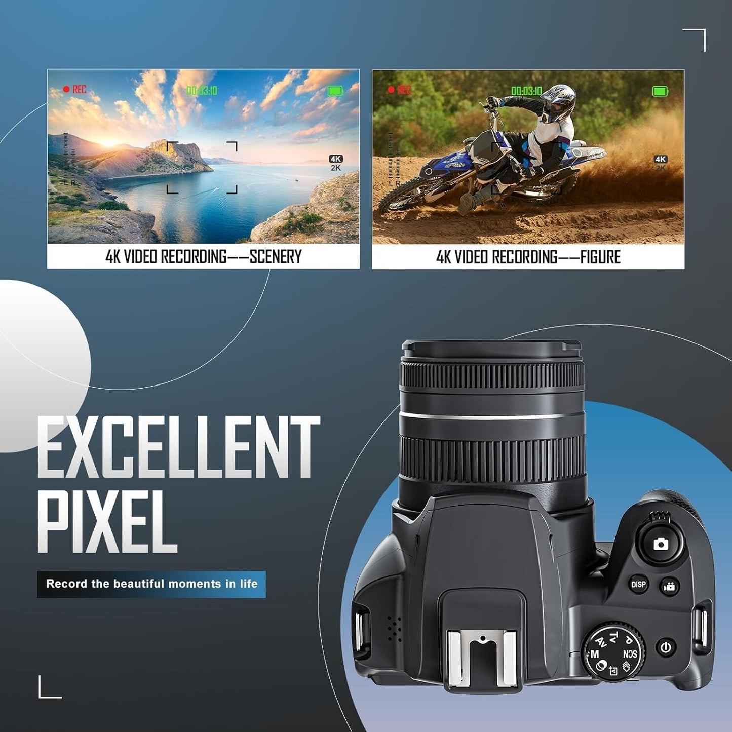 Digital Camera 64MP 4K Video 40X Zoom Lens WiFi Vlogging Camera for Photography