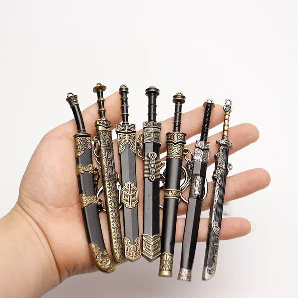 Ancient Chinese Mini Sword Keychain Sword Metal Weapon Toy Key Chain Cute Keycha