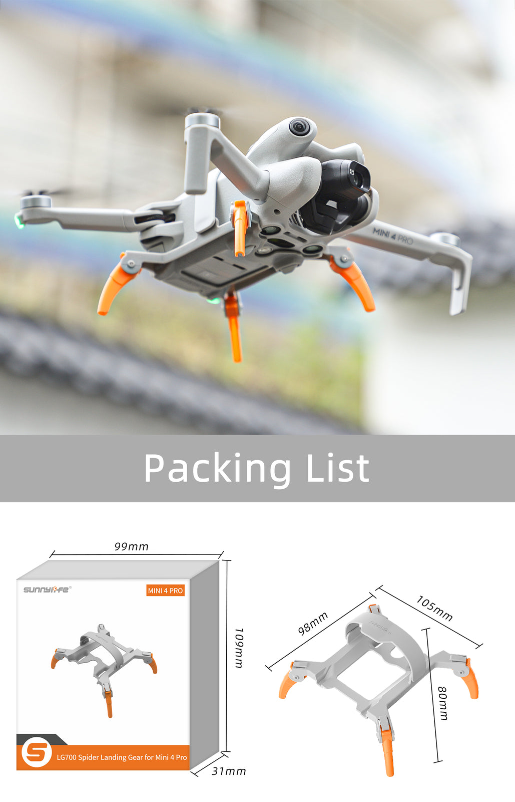 Landing Gear Heightened Spider For DJI Mini 4 Pro Drone Protector Accessories