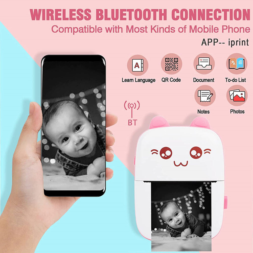 Mini Pocket Thermal Printer Bluetooth Cellphone Photos Sticker Inkless Printing