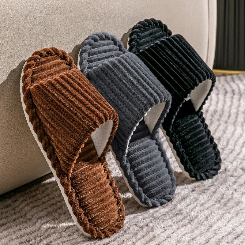 Men's Autumn Winter Indoor Slippers Bedroom Soft Sole Slides Footwear