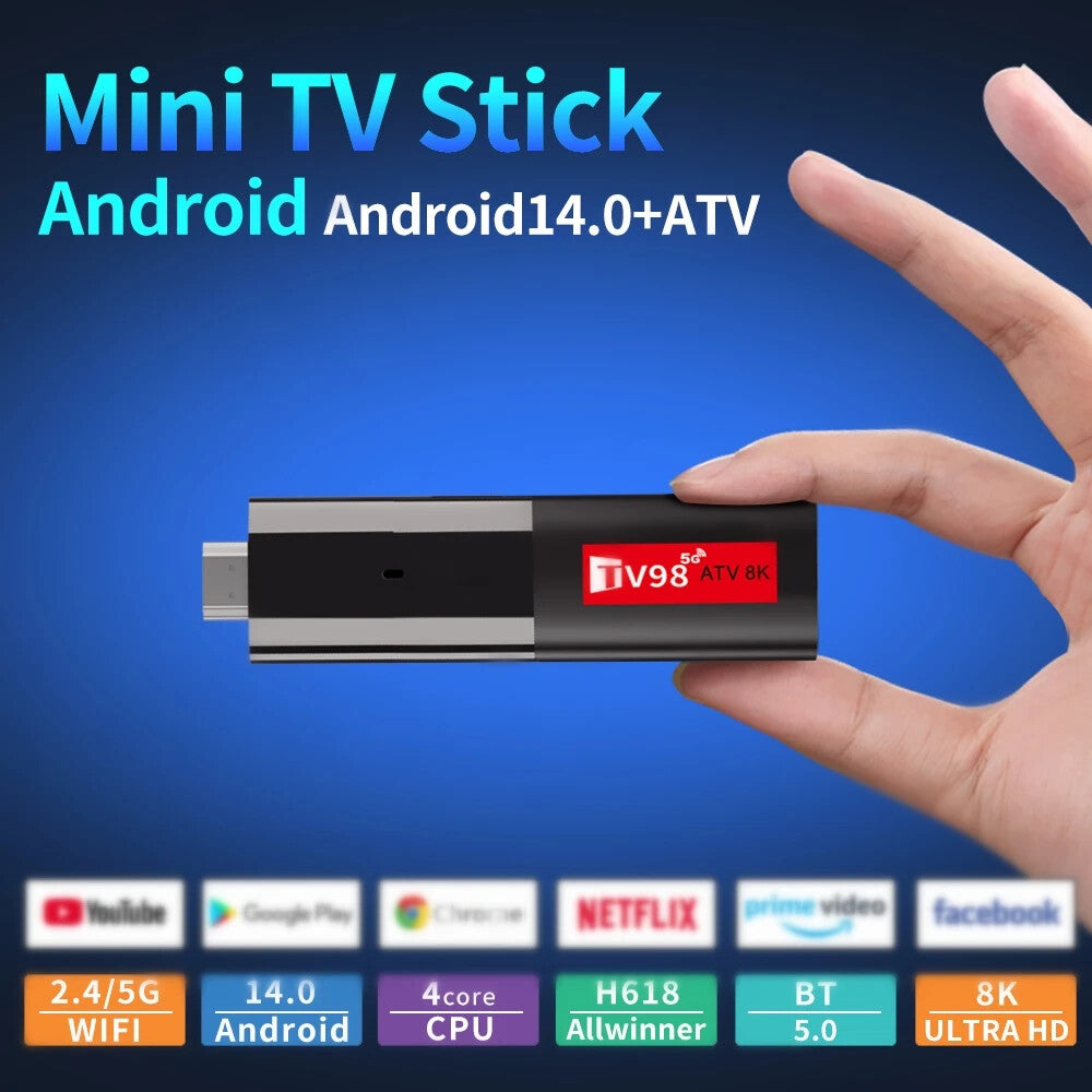 Mini TV Stick Android 14Allwinner H618 Quad Core A53 4K VoiceRemote Smart TV Box