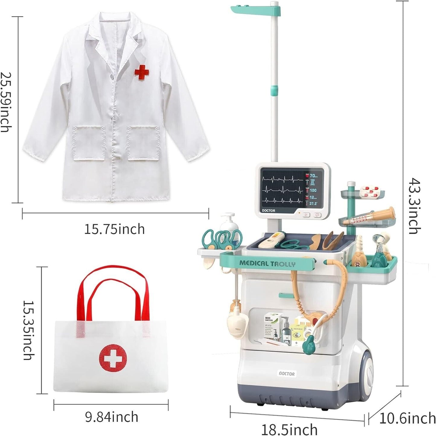 Doctor Kit for Kids, 28Pcs Pretend Play Medical Kit Toy with Sound and Light