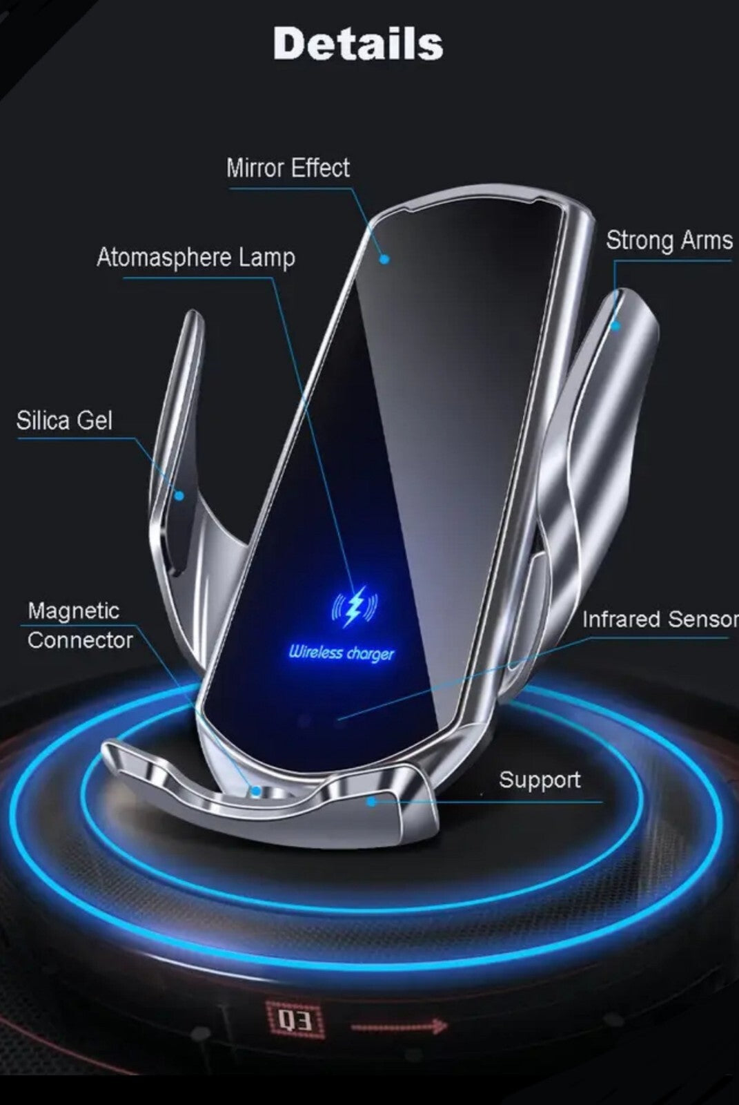 3 In 1 Q3 Smart Sensor Wireless Automatic Car Charger Universal,USA Seller